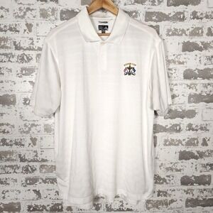 Adidas Golf Polo Shirt Mens White Large Ryder Cup Valhalla USA‎ Flags ClimaCool